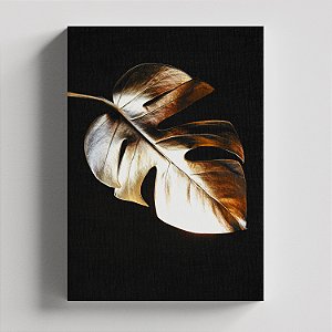 Quadro Canvas Folha Preto Dourada 4