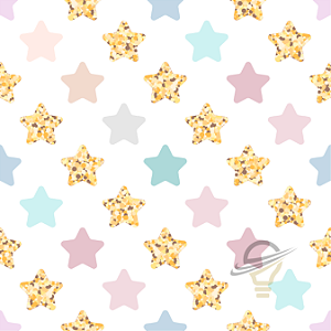 Sintético Emborrachado Estrela Glitter 50cm