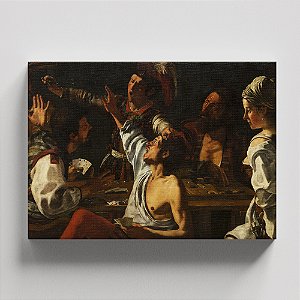 Quadro Canvas Card and Backgammon Players. Fight over Cards