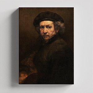 Quadro Canvas Rembrandt Self-Portrait with Beret and Raised Collar