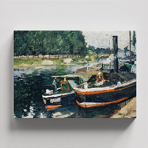 Quadro Canvas Barges At Pontoise, Frame & Passepartout