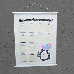 Painel Lona Banner Aniversariantes do Mês 60x100cm