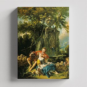 Quadro Canvas Pastoral With a Couple Near a Fountai 1749