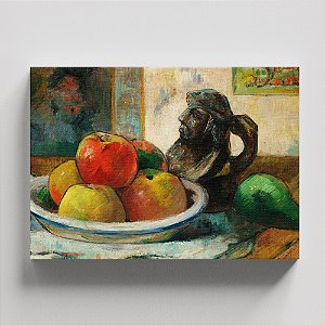 Quadro Canvas Still Life with Apples, a Pear, and a Ceramic Portrait Jug