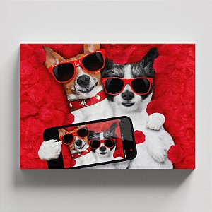 Quadro Canvas Dupla Cachorros Selfie 210
