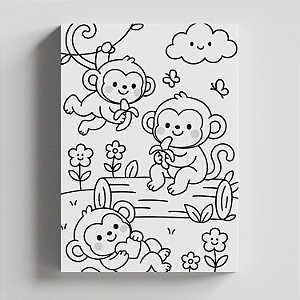 Quadro Canvas para Pintura Macacos Proseando