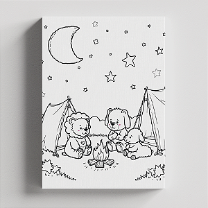 Quadro Canvas Para Pintura Bichinhos Acampamento