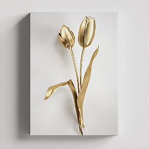 Quadro Canvas Tulipa Douradas 30cmX45cm Borda Infinita CHASSI 2cm OUTLET