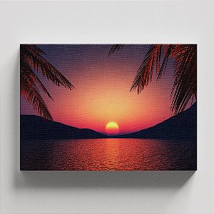 Quadro Canvas Mar Pôr do Sol 40cmX60cm Borda Infinita CHASSI 2cm OUTLET