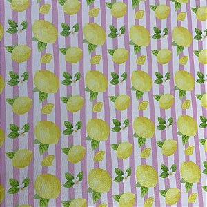 Sintético Doll/Dollaro Limão Siciliano Listras/ Lilás 50cm