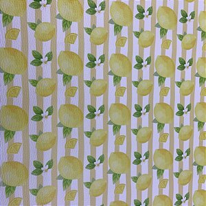 Sintético Doll/Dollaro Limão Siciliano Listras/ Amarelo Camomila 50cm