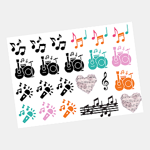 DTF UV Tamanho A5 (21x15cm) - Música