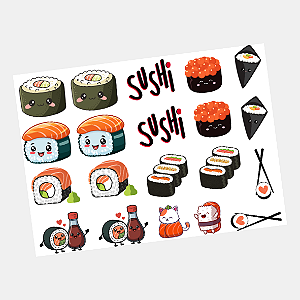 DTF UV Tamanho A5 (21x15cm) - Sushi
