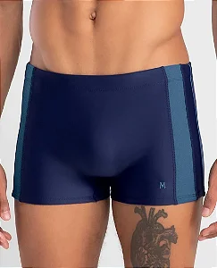 SUNGA BOXER LISA COM RECORTE LATERAL AZUL MARINHO