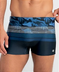 SUNGA BOXER ESTAMPA CAMUFLADA HANG LOOSE AZUL MARINHO