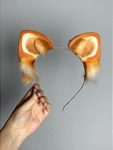 Conjunto orelhas e rabo gatinho laranja