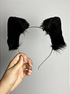 Conjunto orelhas e rabo gatinho preto