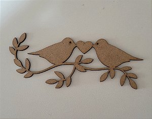 Aplique passarinho galho em MDF - 15 cm MOD1