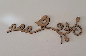 Aplique passarinho galho em MDF - 15 cm MOD2
