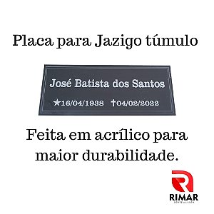 Placa para Jazigo túmulo 22x8cm