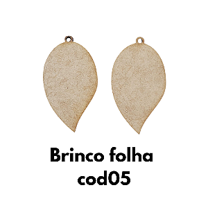 Brinco em MDF modelo folha 05 - kit 10 pares