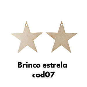 Brinco em MDF modelo Estrela  07 - kit 10 pares