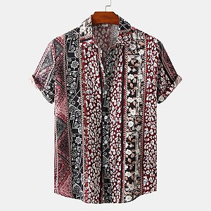 Camisa masculina solta de verão com manga curta