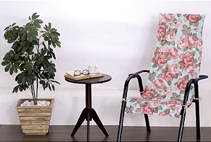 Capa de Cadeira Espreguiçadeira Floral Vermelha