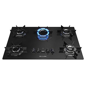 Cooktop a Gás Mueller MCG5BB 5B Mesa de Vidro Ultra Chama Bivolt-PTO