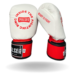 LUVA 12 OZ MICROFIBRA BRANCA INSIDE VERMELHA | ADOMA