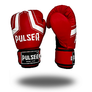 LUVA 16 OZ PU VERMELHO IRON BRANCO | ADOMA