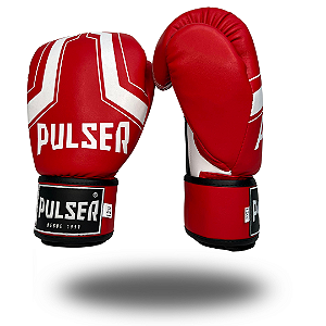 LUVA 12OZ PU VERMELHO IRON BRANCO - ADOMA