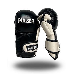 LUVA MMA TREINO PRETA/CREME (TIRA AJUSTÁVEL) MICROFIBRA