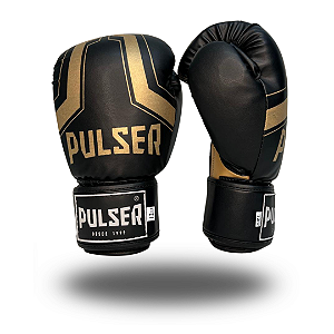 LUVA 14 OZ PU PRETO IRON DOURADO | PRO 100