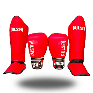 KIT MUAY THAI COMPLETO | LUVA 12oz + CANELEIRA M + ATADURA 4 METROS PULSER