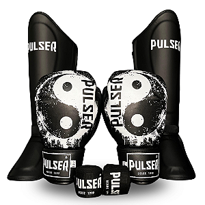 KIT MUAY THAI YIN YANG | LUVA 12oz + CANELEIRA M + ATADURA 4 METROS PULSER