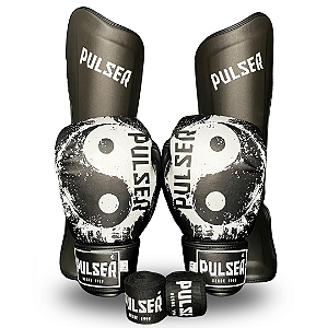 KIT MUAY THAI YIN YANG | LUVA 12oz + CANELEIRA M + ATADURA 4 METROS PULSER