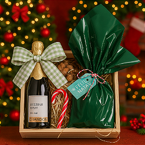 Bandeja Natal Com Chandon ou Vinho ou suco