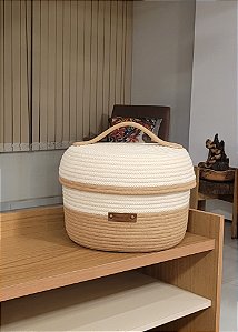 Cesto Redondo em Corda de Algodão | CRU e TORRONE | Com Tampa