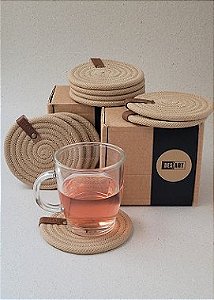 Jogo de porta copos | CORDÃO DE ALGODÃO - TORRONE | com 06 unidades