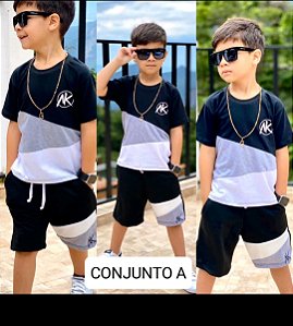 CONJUNTO INFANTIL CAMISA E BERMUDA DE 4 A 12 ANOS