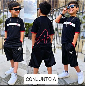CONJUNTO INFANTIL CAMISA E BERMUDA DE 4 A 12 ANOS
