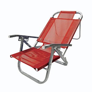 Cadeira de Praia BTF Reclinável Copacabana Vermelha em Alumínio