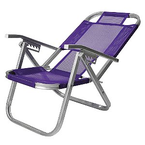 Cadeira de Praia BTF Reclinável Alta Ipanema Roxa em Alumínio
