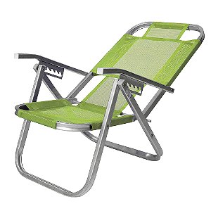 Cadeira de Praia BTF Reclinável Alta Ipanema Verde Primavera em Alumínio