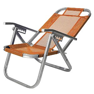 Cadeira de Praia BTF Reclinável Alta Ipanema Laranja em Alumínio