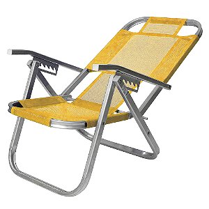 Cadeira de Praia BTF Reclinável Alta Ipanema Amarela em Alumínio