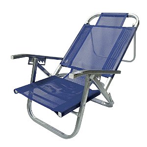 Cadeira de Praia BTF Reclinável Copacabana Azul Royal em Alumínio