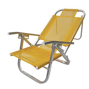 Cadeira de Praia BTF Reclinável Copacabana Amarela em Alumínio