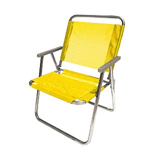Cadeira de Praia BTF Varanda Extra Larga 130 Kg. Amarela em Alumínio